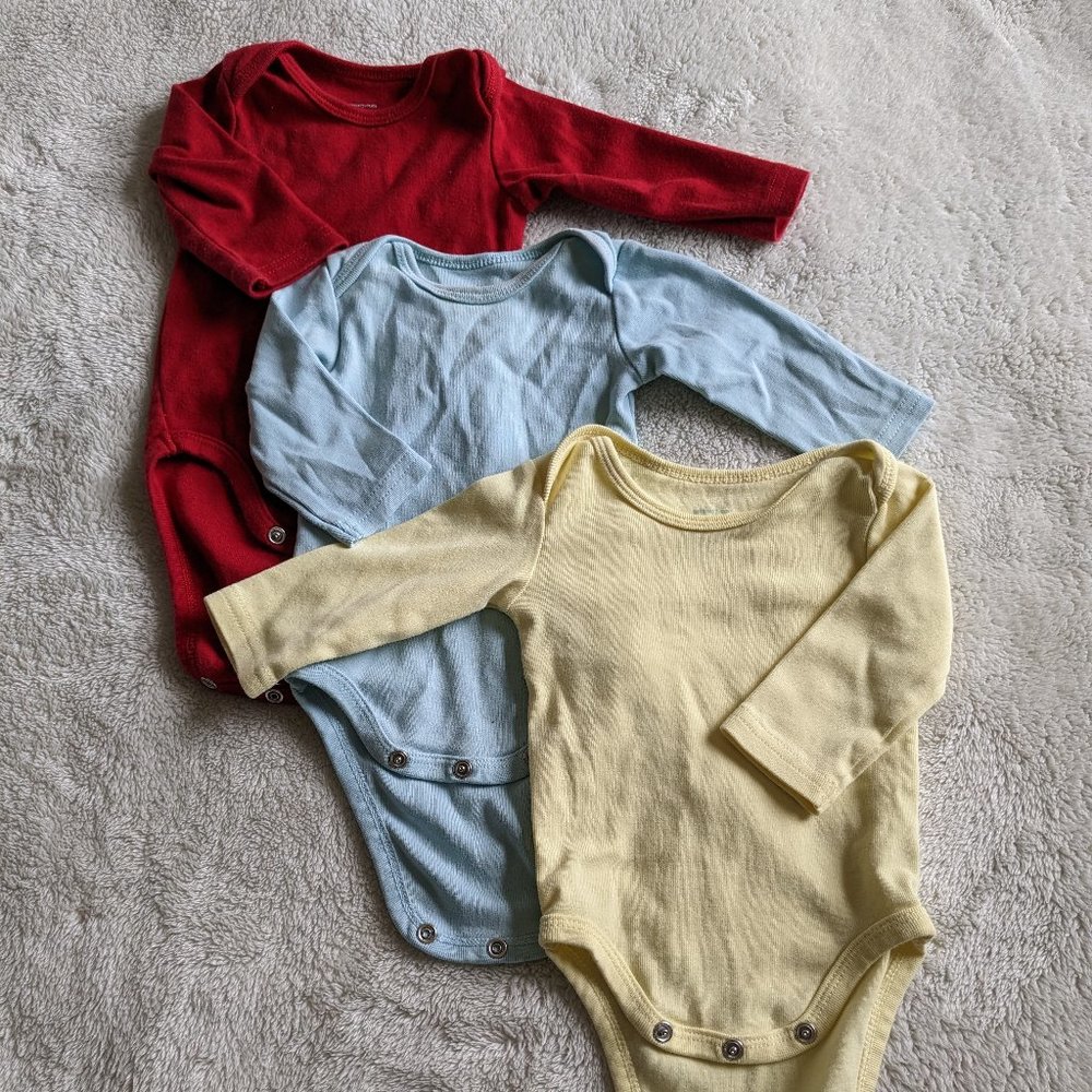 Bundle of 3 Primary Bodysuits with Long Sleeves